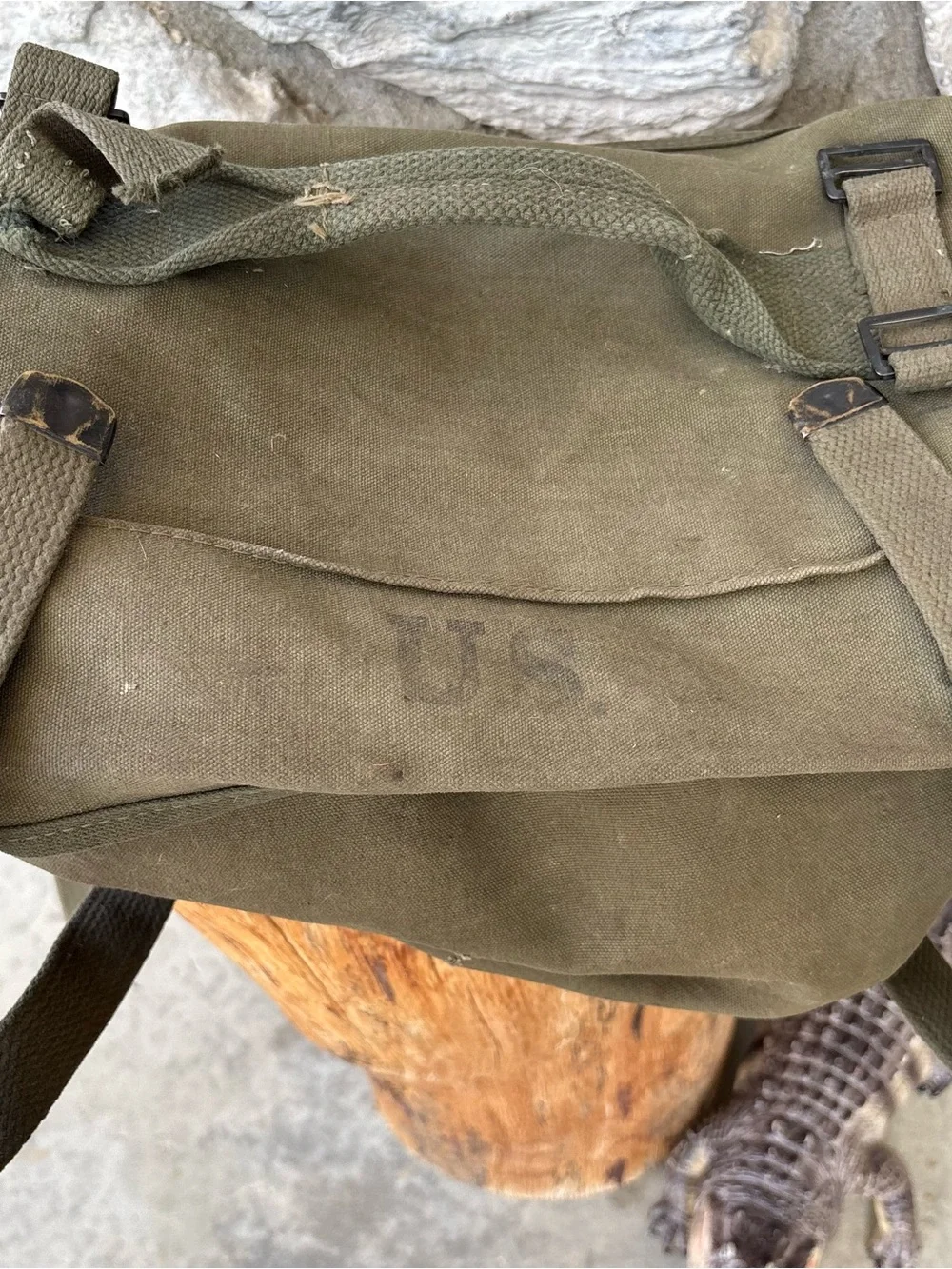 Military Issued US Army Pack Field Cargo Bag M-1945 Green Canvas